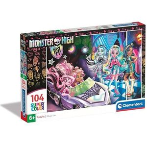 Clementoni - Monster High Supercolor High-104 stukjes, kinderen 6 jaar, ontwikkelt observatievaardigheden, logica en handwerk, puzzelcartoons, gemaakt in Italië, 25783, meerkleurig