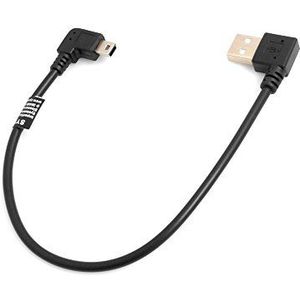 System-s 90 graden mini-USB-kabel, naar links gehoekt, mannelijk naar USB type A (mannelijk) 90 graden naar links gehoekt + 26 cm oplaadkabel en datakabel