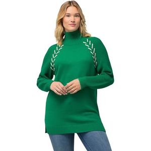 Ulla Popken Trui met contrasterende naden, sweatshirt voor dames, Emerald Groen