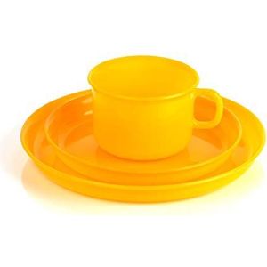 Kimmel Plastic serviesset voor kinderen, met beker, onderzetter en borden, oranje