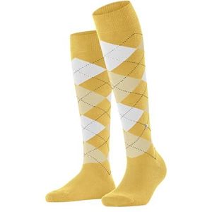 Burlington Queen W Kh paar katoenen lange sokken met patroon, hoge damessokken (1 stuk), Geel (Sun 1312)