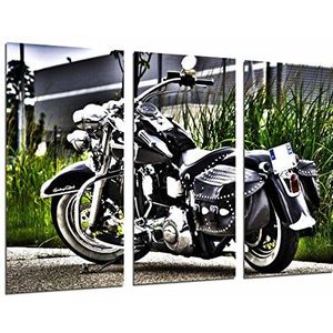 Harley Davdison motorfiets afbeelding zwart race route totale grootte 97x62cm XXL