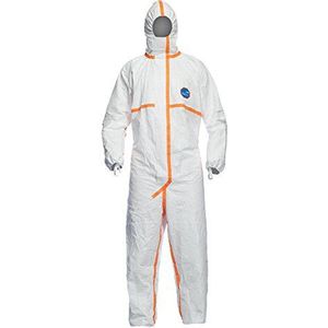 DuPont Tyvek 800J Chemische beschermende kleding met capuchon, categorie III, type 3-B, 4-B, 5-B en 6-B, wit, robuust en licht, XL