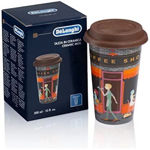 De'Longhi Reisbeker, dubbelwandige thermosfles voor warme en koude dranken, gemakkelijk mee te nemen, antislip siliconen hoes, 300 ml capaciteit, DLSC066
