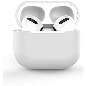 AirPods 3 siliconen hoes voor AirPods 3 beschermhoes AirPods 3 silicone case met zichtbare led-voorzijde, draadloos opladen, compatibel met AirPods 3 2021 (zonder karabijnhaak, wit)