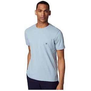 Hackett London Ctn Linen Pocket Tee T-shirt voor heren, Blauw (Airforce Blue)