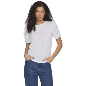Vila T-shirt Vianine S/S à manches bouffantes pour femme, Blanc éclatant., XL