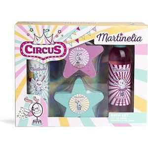 MARTINELIA - Circus badset voor kinderen – grappige badset voor kinderen – 1 douchegel + 1 lichaamsmelk + 2 bruisballen – cadeau voor meisjes – zonder schadelijk product