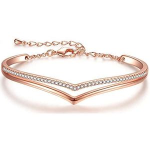 Praelinos Minimalisme Damesarmband verguld witgoud bedels verstelbare armband 5A zirkonia sieraden cadeau voor vrouwen verjaardag Moederdag Valentijnsdag Kerstmis, Koper, Zirkonia