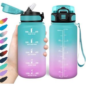 HoneyHolly 500 ml drinkfles met rietje, lekvrij, voor kinderen, BPA-vrij, voor sport, hardlopen, fitnessstudio, fiets, 500 ml