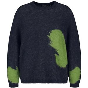 Samoon 25407 Sweatshirt voor dames, Dark Lake Blue patroon