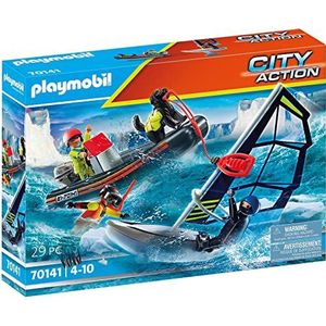 Playmobil 70141 City Action Redding op zee: redding met poolzeiler met rubberen sleepboot ,Multi kleuren
