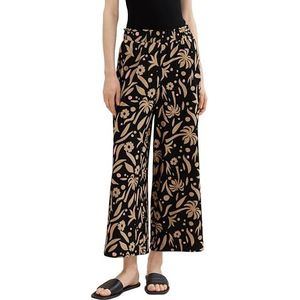 TOM TAILOR Denim Pantalon culotte pour femme, 35339 - Imprimé tropical noir, L