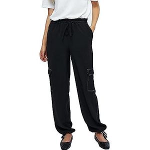 Minus Pantalon cargo taille haute Auriana pour femme, Noir 100, 36