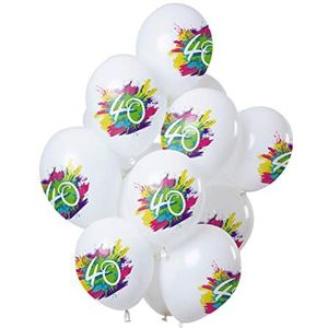 Folat 12 ballonnen latex helium 40 jaar wit 30 cm 69640
