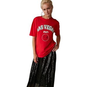 TRENDYOL T-shirt en tricot à col rond standard pour femme, rouge, XL