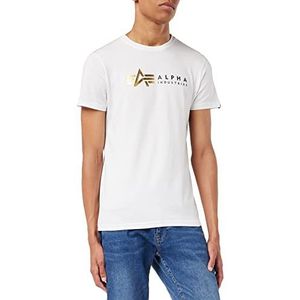 ALPHA INDUSTRIES Alpha T-shirt voor heren met korte mouwen Label T Foil Print, Wit
