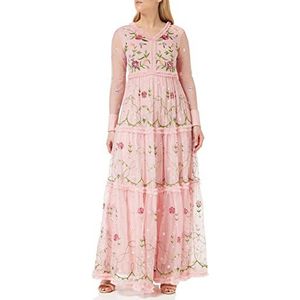 Frock and Frill Robe Brodée Florale Occasion spéciale Femme, Rose, 40