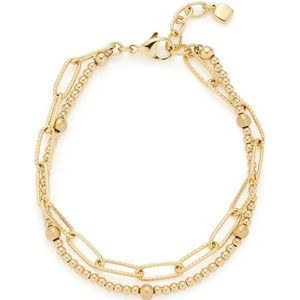 Leonardo Jewels Marella 023406 Gouden armband met dubbele rijen, roestvrijstalen kralen en grove schakels, 18-20 cm lang, damessieraden, Eine Grösse, roestvrij staal, geen edelsteen, Roestvrij staal,