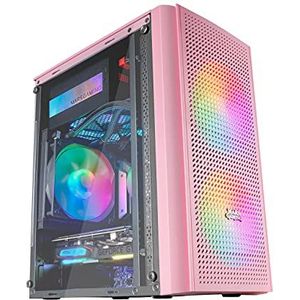 Mars Gaming MC300P, pc-behuizing Micro ATX, gehard glas, front-mesh, 3 FRGB-ventilatoren, roze