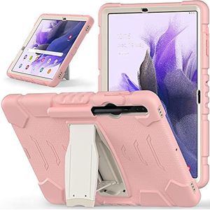 Hoesje voor Samsung Galaxy Tab S8 Plus/S7 Plus/S7 FE 31,4 cm, volledige valbescherming voor kinderen en studenten, M, roze