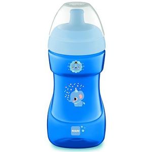 Mam Sports Cup D111 - lekvrij leerglas, stroomregelventiel, 330 ml, lekvrije beker, gemakkelijk vast te houden, voor baby's vanaf 12 maanden, blauw