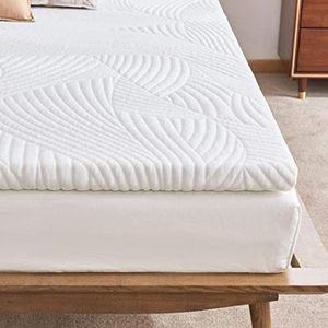 Sweetnight matrastopper 160 x 200 cm, visco-elastische matras van gelschuim 160 x 200,5 cm, traagschuim matrastopper met afneembare en wasbare hoes (wit)