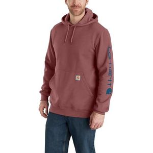 Carhartt Sweatshirt met brede pasvorm, middelzwaar, met logo op de mouwen met capuchon voor heren, rood (appelboter Heather), M