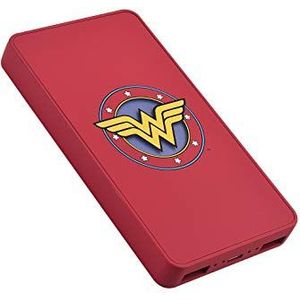 EMTEC Externe accu 5000 mAh, Power Bank U900, draagbaar, 2 USB-A-aansluitingen: 5 V/2 A, micro-USB, laadcontrole en oververhittingsbeveiliging, DC Comics Wonderwoman, rood