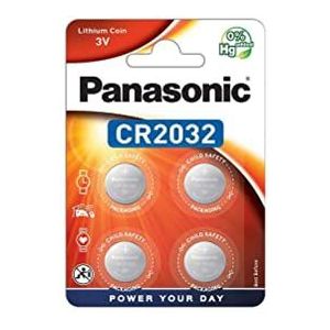 Panasonic CR2032 Lithium-knoopcelbatterij, 3 V, 225 mAh, 4 stuks