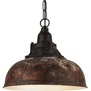 EGLO pendellamp GRANTHAM 1, 1 lichtbron Vintage pendelarmatuur met industrieel ontwerp, retro hanglamp van staal en kunststof, kleur: antiekbruin, zwart, fitting: E27