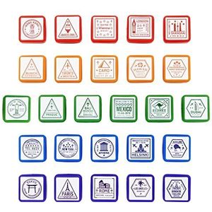 Bright Creations 26 stempels voor paspoort, stad en land (2,5 x 2,5 cm, 2,5 cm)