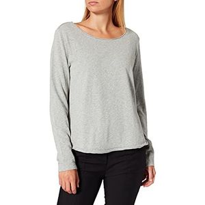 Marc O'Polo Denim Dames T-shirt van biologisch katoen met ronde hals en lange mouwen, grijs, M