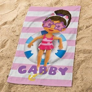 Gabby ET LA Maison Magique Pink strandlaken voor kinderen, 100% katoen, Oeko-Tex, 70 x 120 cm, meisjesprint, roze