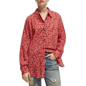 Scotch & Soda T-shirt, bedrukt, oversized, blouse, dames, Space Floral Scarlet 5362, M, Space Floral Scarlet 5362