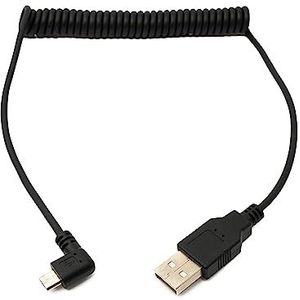 System-S USB 2.0 kabel type A stekker naar micro B-stekker, spiraalhoekig, 120 cm, zwart