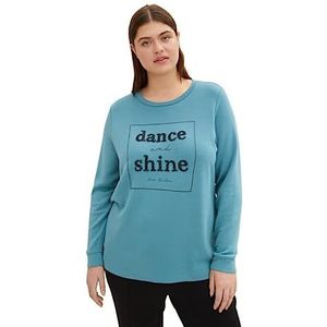 TOM TAILOR Dames Sweat grande taille avec imprimé pailleté 1035023, 13222 - Pastel Teal, 46 Grande taille