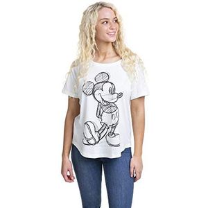 Disney Mickey Sketch Cropped Crew damestrui, Wit.