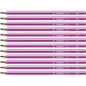 Stabilo Trio 2B potloden, grafiet, roze, 12 stuks