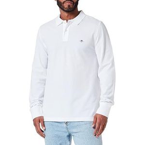 GANT Reg Shield LS Pique Rugger Poloshirt voor heren, Wit