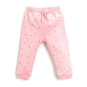 Koton Joggingbroek van elastisch katoen met hartprint taille trainingsbroek voor babymeisjes, Roze design (2d5)