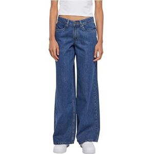 Urban Classics Pantalon large en jean taille moyenne pour femme, Indigo moyen délavé, 56