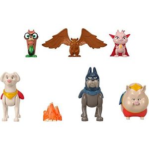 Krypto Super Dog HGL00 Set met 6 figuren, waaronder Batman en Superman's honden, Ace en Krypto, plus speelaccessoires, speelgoed voor kinderen, vanaf 3 jaar