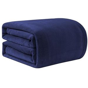 Good Nite Pluizige flanellen fleecedeken, warm, zacht, voor zetel, sprei (marineblauw, 130 x 150 cm, eenpersoonsbed)