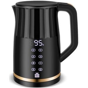 ForMe Elektrische waterkoker van roestvrij staal, 1,7 l, temperatuurregeling, verstelbaar, 40-100 °C, led-temperatuurweergave, warmhoudfunctie, kookbescherming, theepot BPA-vrij