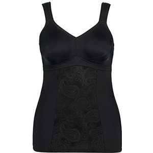 Ulla Popken Bodyforming-top, Jaquardlace T-shirt voor dames, zwart, 90, zwart.