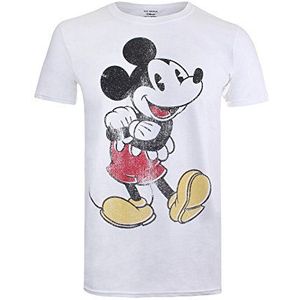 Disney Mickey Vintage T-shirt voor heren, Wit.