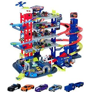 Majorette Super Chase Center - 112x70x84 cm - 6 Verdiepingen + 4 Voertuigen - Die-cast