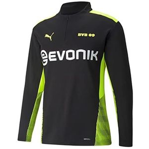 PUMA BVB Training T-shirt voor heren, met 14 rits-top, W Sponsor, Puma Zwart veilig geel