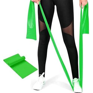 Weerstandsband, fysiotherapieband voor krachttraining, elastische band van 1,5 m voor pilates, stretchband voor yoga, perfect voor training thuis, groen
